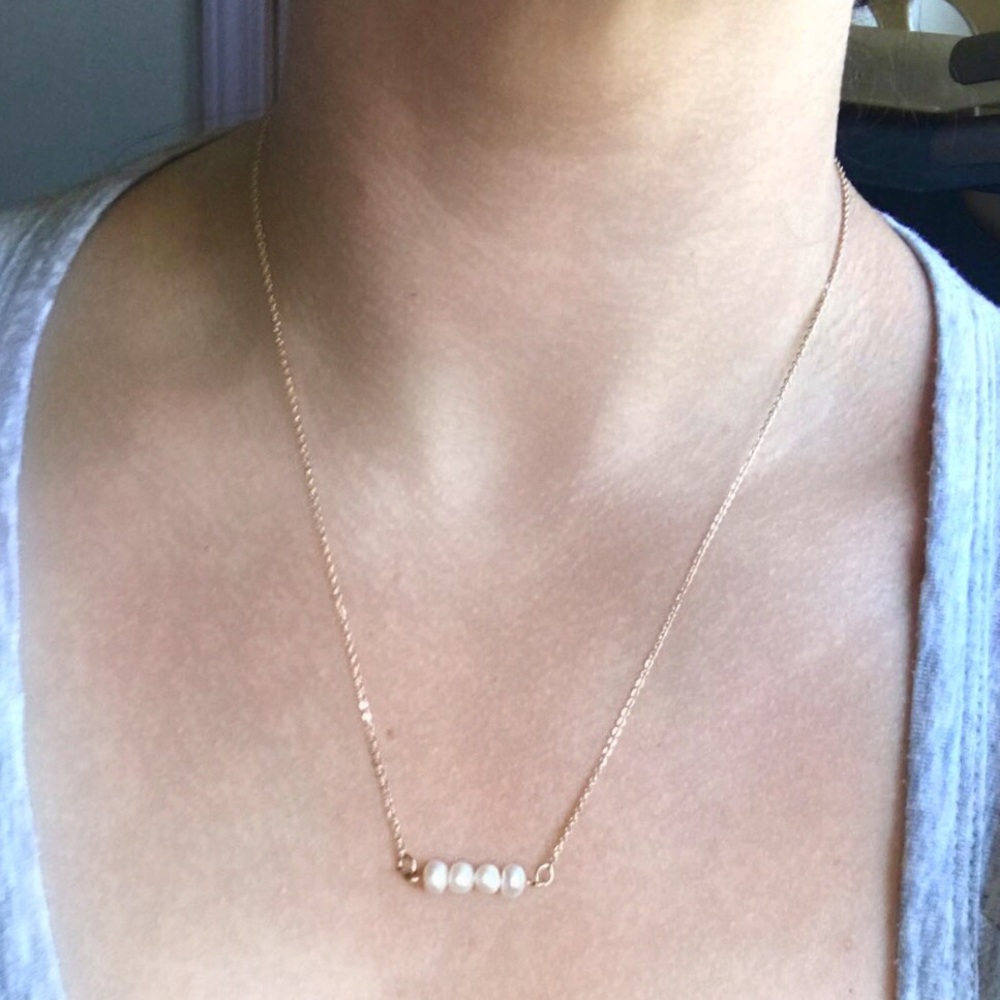 Jill Michael Lunette Pearl Bar Necklace NIB